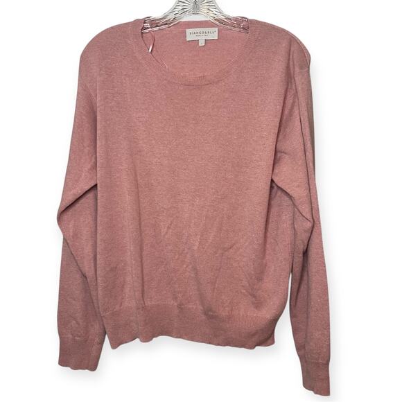 Bianco & Blu Made in Italy Pink Cashmere Silk Blend Sweater Minimalist Sz Large - Picture 2 of 7